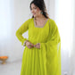 Flowy Georgette Gown Set for Festive and Wedding Occasions