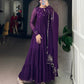Foil Work Marble Anarkali Dress Set with Dupatta