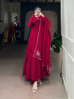 Foil Work Marble Anarkali Dress Set with Dupatta