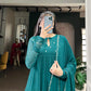 Foil Work Marble Anarkali Dress Set with Dupatta