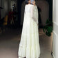 Foil Work Marble Anarkali Dress Set with Dupatta