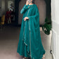 Foil Work Marble Anarkali Dress Set with Dupatta