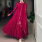 Foil Work Marble Anarkali Dress Set with Dupatta