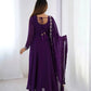 Fox Georgette Anarkali Set with Embroidery, Beads & Jari Work Dupatta