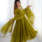 Fox Georgette Anarkali Set with Embroidery, Beads & Jari Work Dupatta