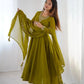 Fox Georgette Anarkali Set with Embroidery, Beads & Jari Work Dupatta