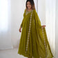 Fox Georgette Anarkali Set with Embroidery, Beads & Jari Work Dupatta