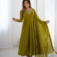 Fox Georgette Anarkali Set with Embroidery, Beads & Jari Work Dupatta