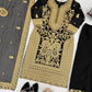 Fox Georgette Chinestitch Embroidered Kurta Set with Palazzo & Dupatta – Black & Golden