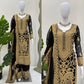 Fox Georgette Chinestitch Embroidered Kurta Set with Palazzo & Dupatta – Black & Golden