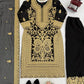 Fox Georgette Chinestitch Embroidered Kurta Set with Palazzo & Dupatta – Black & Golden