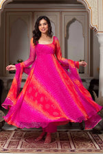 Fox Georgette Digital Print Anarkali Set with Dupatta & Pant – 7.5 Meter Flair