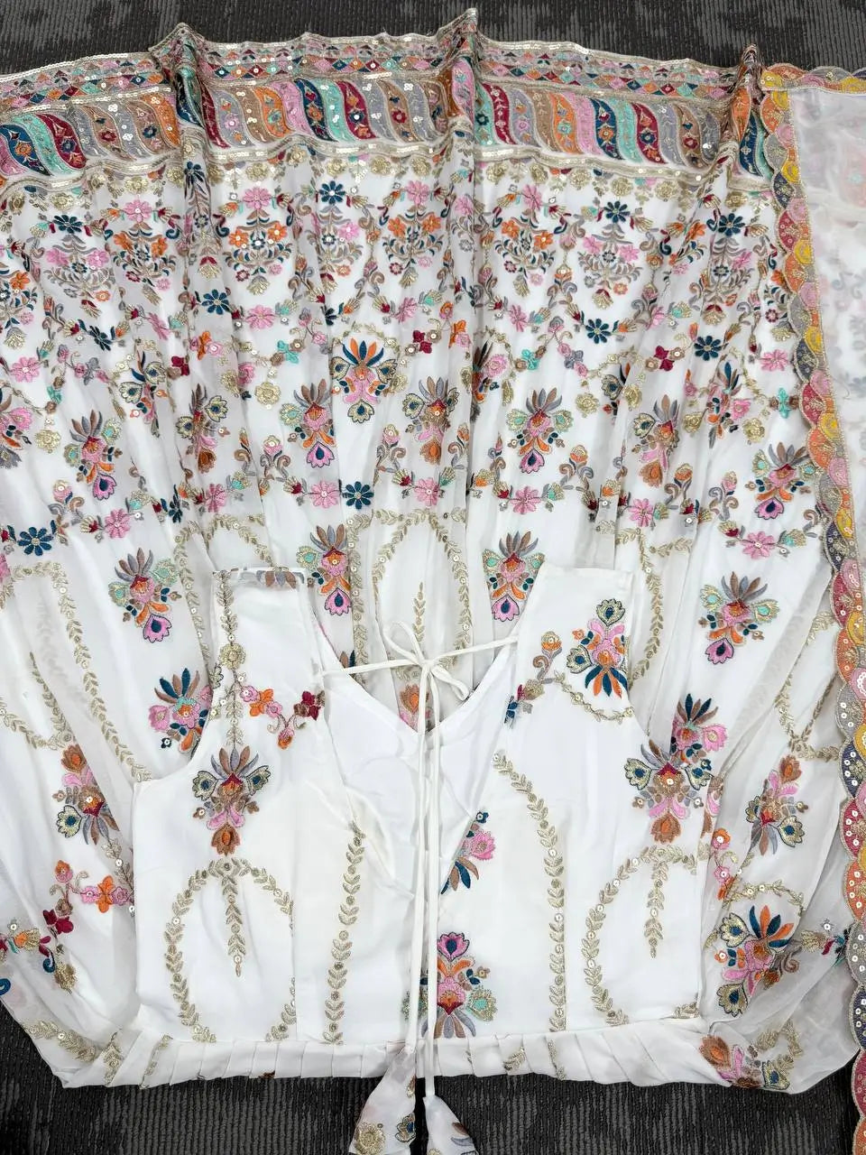 Fox Georgette Embroidered Anarkali Set with Dupatta – Thread & Sequence Work