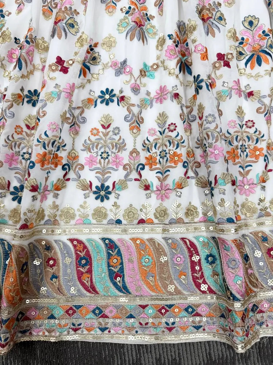 Fox Georgette Embroidered Anarkali Set with Dupatta – Thread & Sequence Work