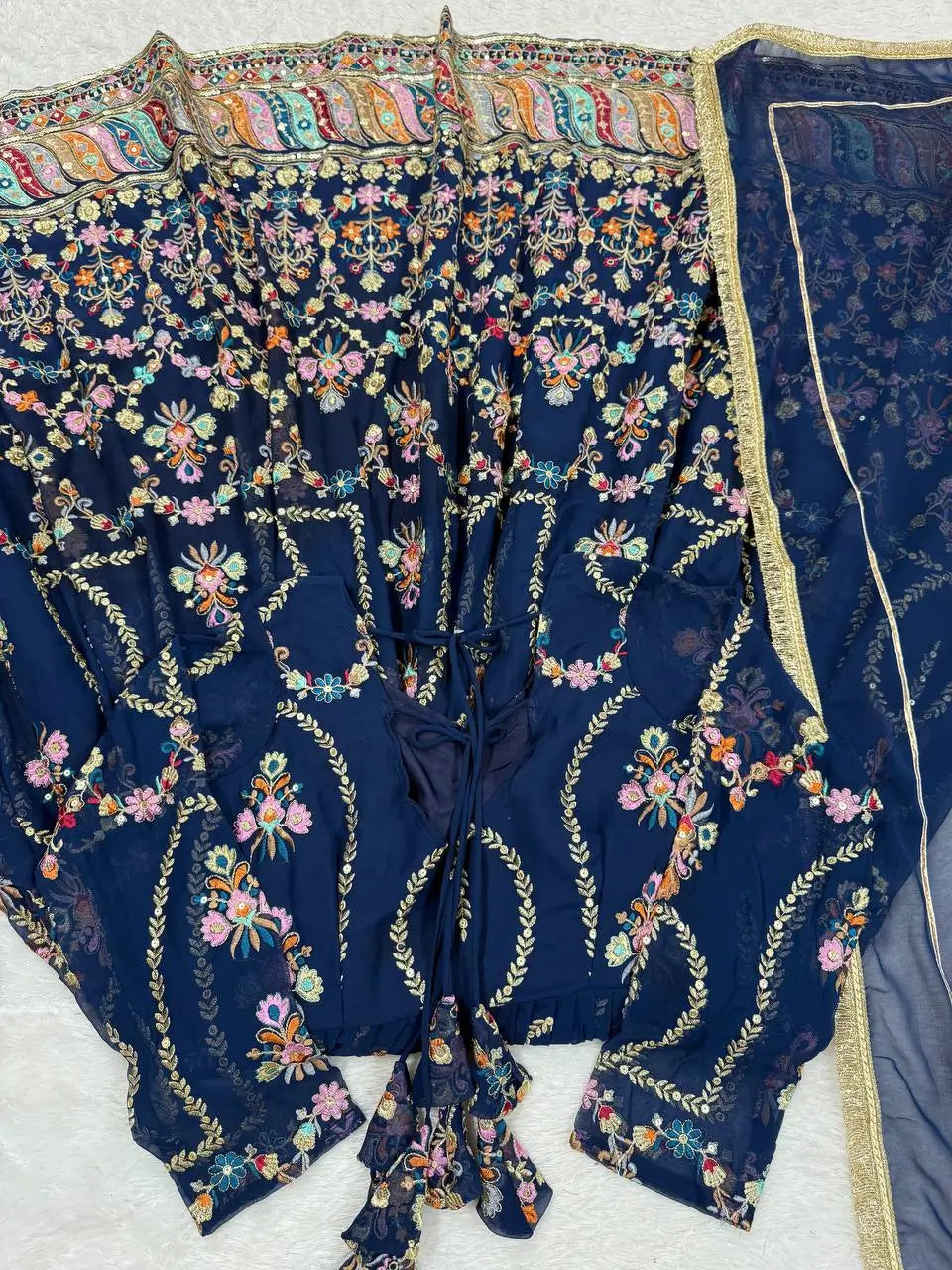 Fox Georgette Embroidered Anarkali Set with Dupatta – Thread & Sequence Work