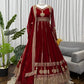 Fox Georgette Embroidered Anarkali Set with Palazzo & Dupatta – Maroon Elegance