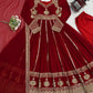Fox Georgette Embroidered Anarkali Set with Palazzo & Dupatta – Maroon Elegance