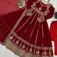 Fox Georgette Embroidered Anarkali Set with Palazzo & Dupatta – Maroon Elegance