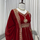 Fox Georgette Embroidered Anarkali Set with Palazzo & Dupatta – Maroon Elegance