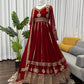 Fox Georgette Embroidered Anarkali Set with Palazzo & Dupatta – Maroon Elegance