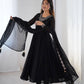 Fox Georgette Embroidered Black Anarkali Set with Bead and Zari Work