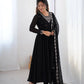 Fox Georgette Embroidered Black Anarkali Set with Bead and Zari Work