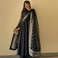 Fox Georgette Embroidered Kurta Set with Dupatta & Palazzo – Potli Button Detailing