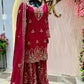 Fox Georgette Embroidered Kurta Sharara Set