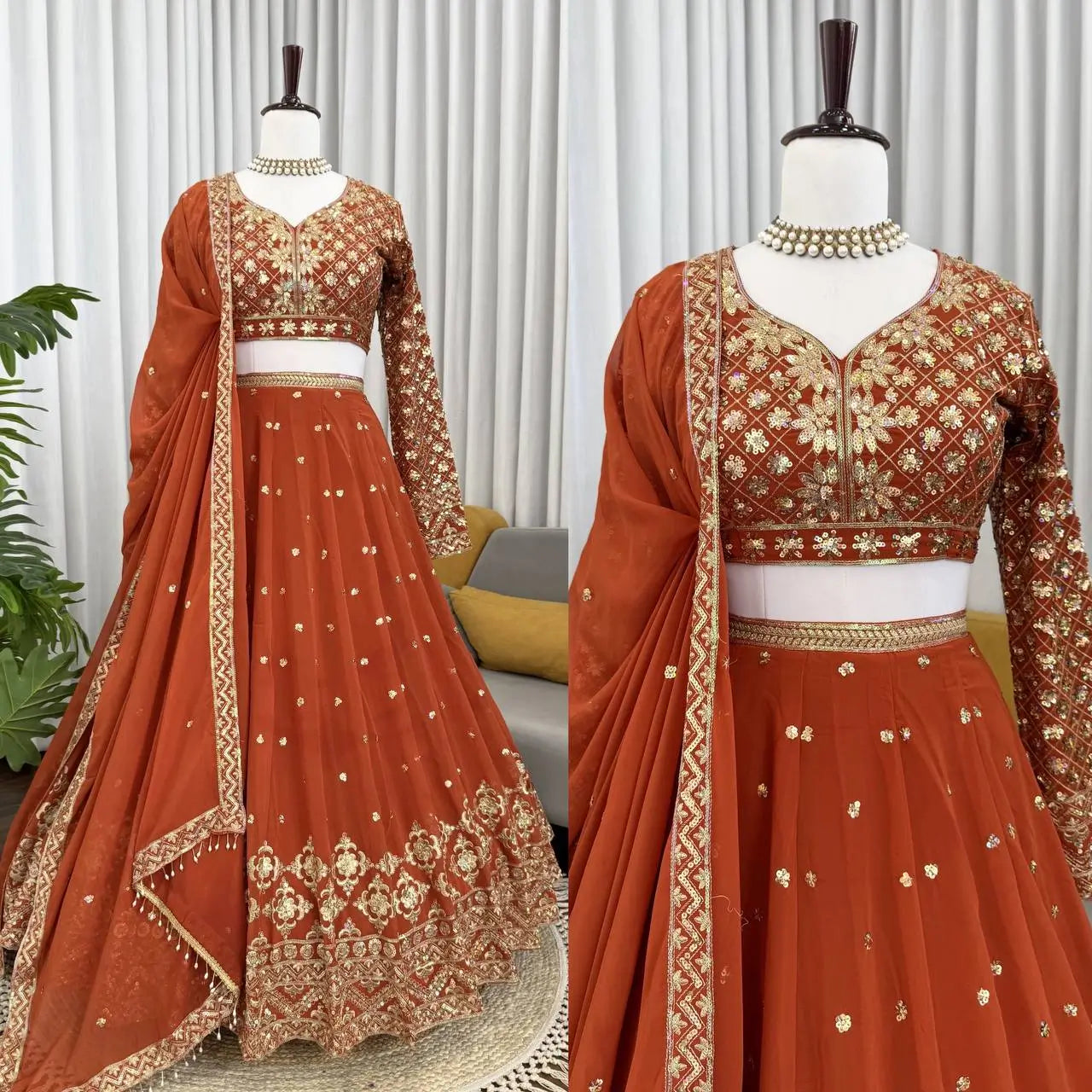 Fox Georgette Embroidered Lehenga Set with Dupatta