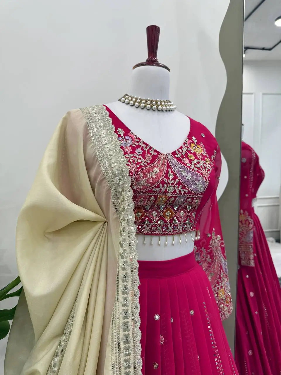Fox Georgette Embroidered Lehenga Set with Dupatta