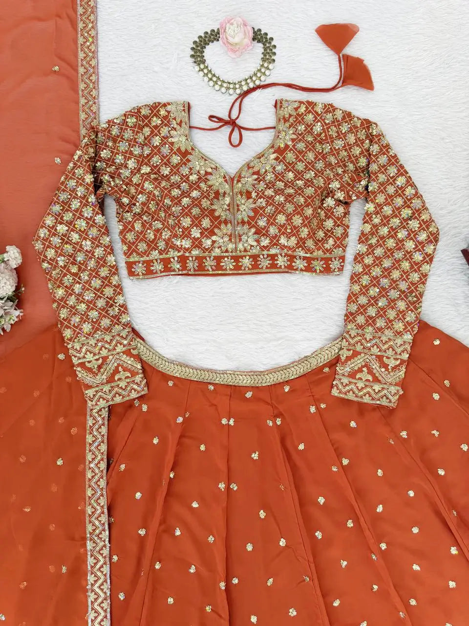 Fox Georgette Embroidered Lehenga Set with Dupatta