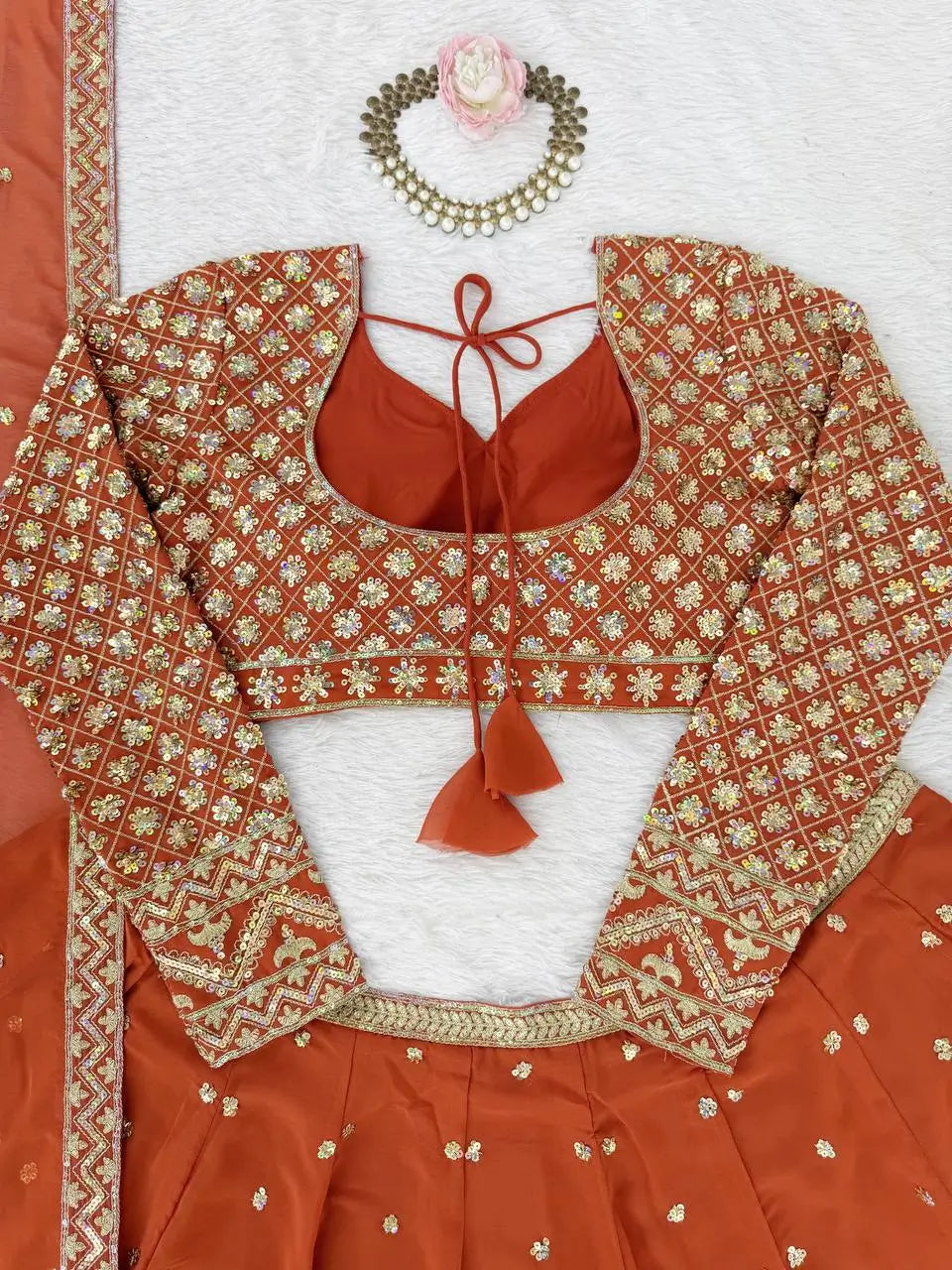 Fox Georgette Embroidered Lehenga Set with Dupatta