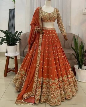 Fox Georgette Embroidered Lehenga Set with Dupatta
