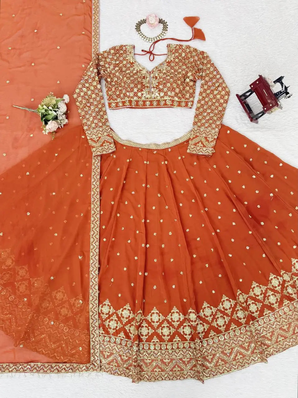 Fox Georgette Embroidered Lehenga Set with Dupatta