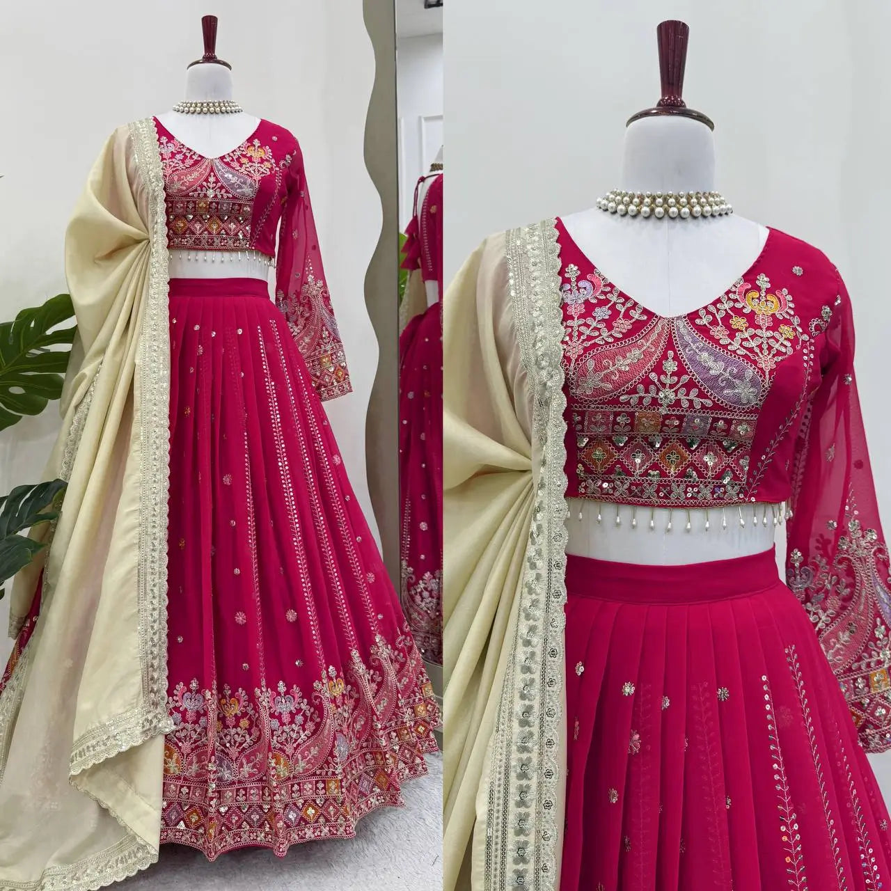 Fox Georgette Embroidered Lehenga Set with Dupatta