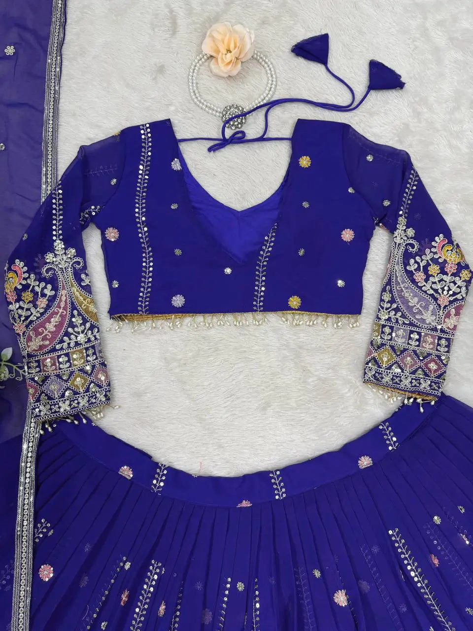 Fox Georgette Embroidered Lehenga Set with Dupatta