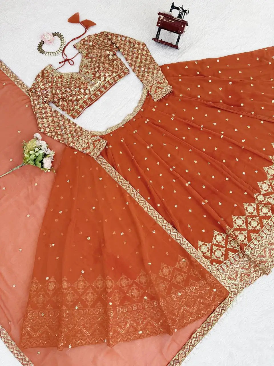 Fox Georgette Embroidered Lehenga Set with Dupatta