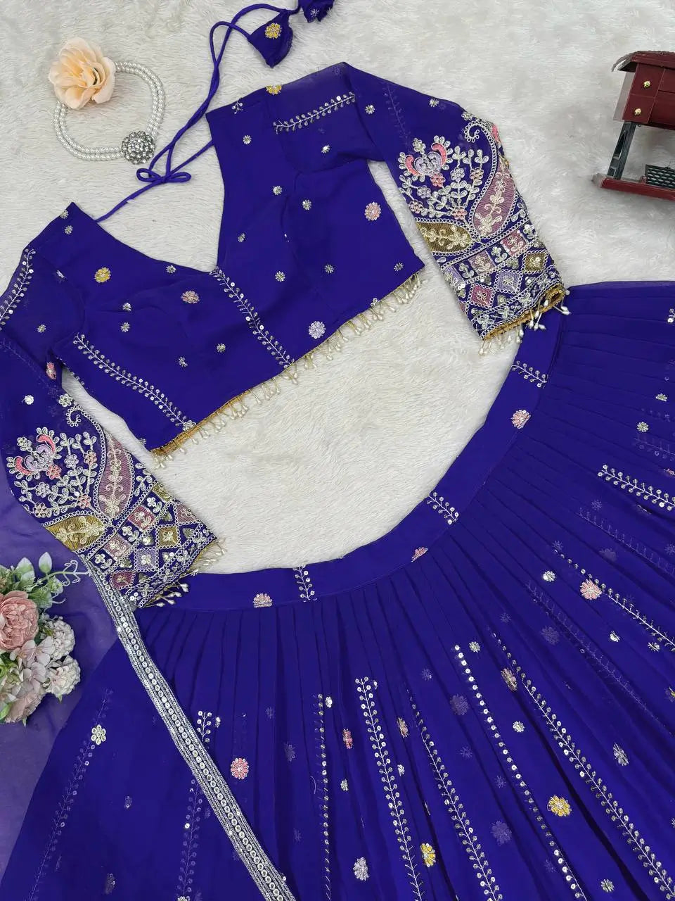 Fox Georgette Embroidered Lehenga Set with Dupatta