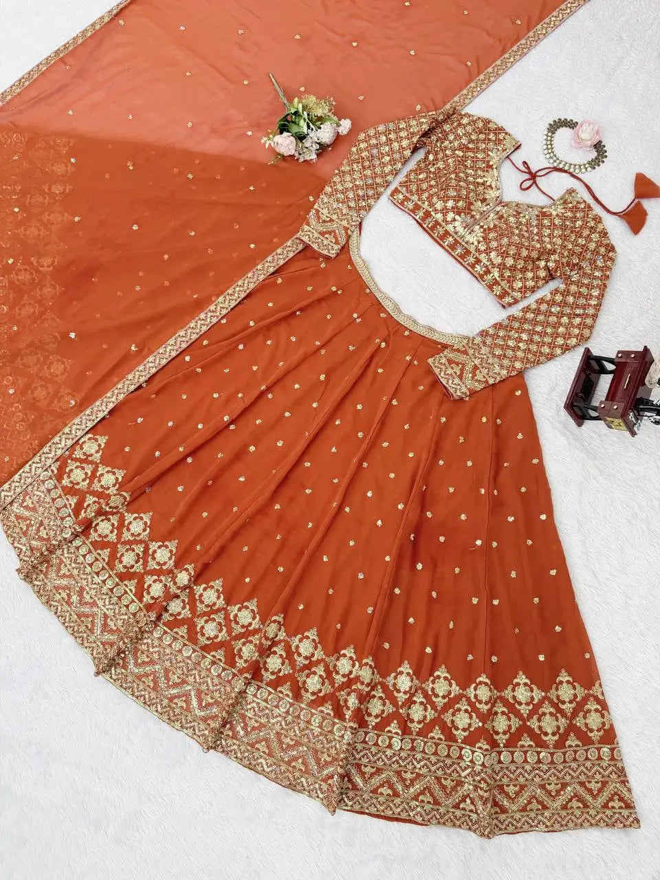 Fox Georgette Embroidered Lehenga Set with Dupatta
