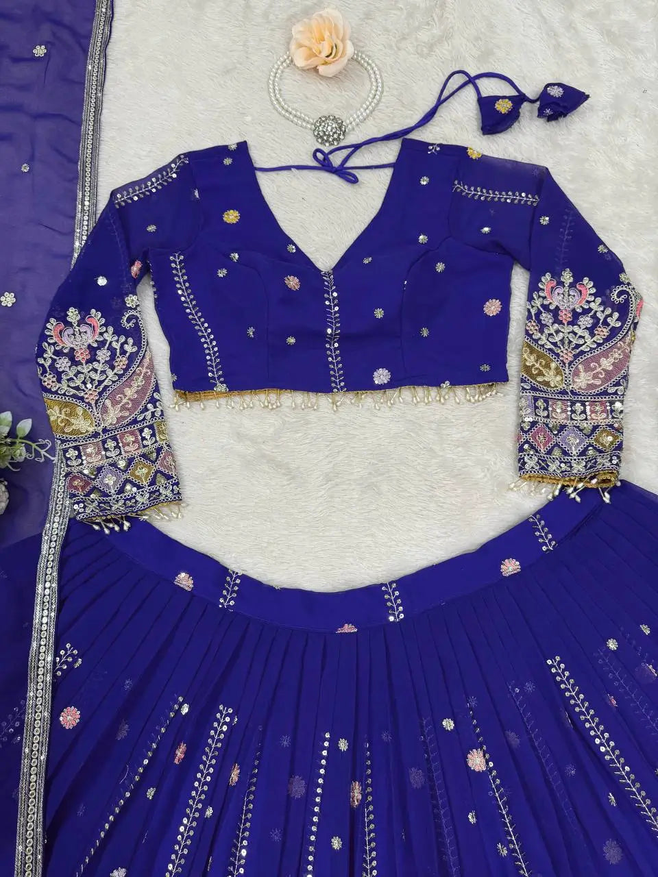 Fox Georgette Embroidered Lehenga Set with Dupatta
