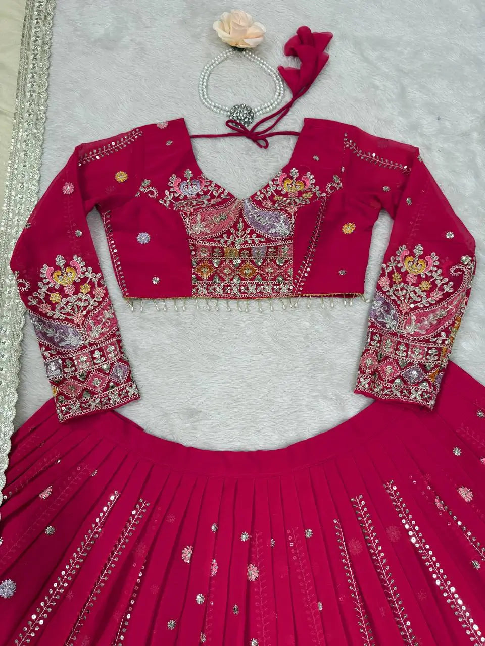 Fox Georgette Embroidered Lehenga Set with Dupatta