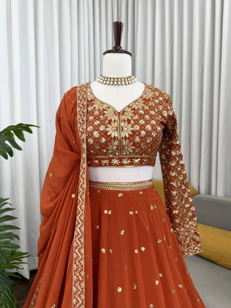 Fox Georgette Embroidered Lehenga Set with Dupatta