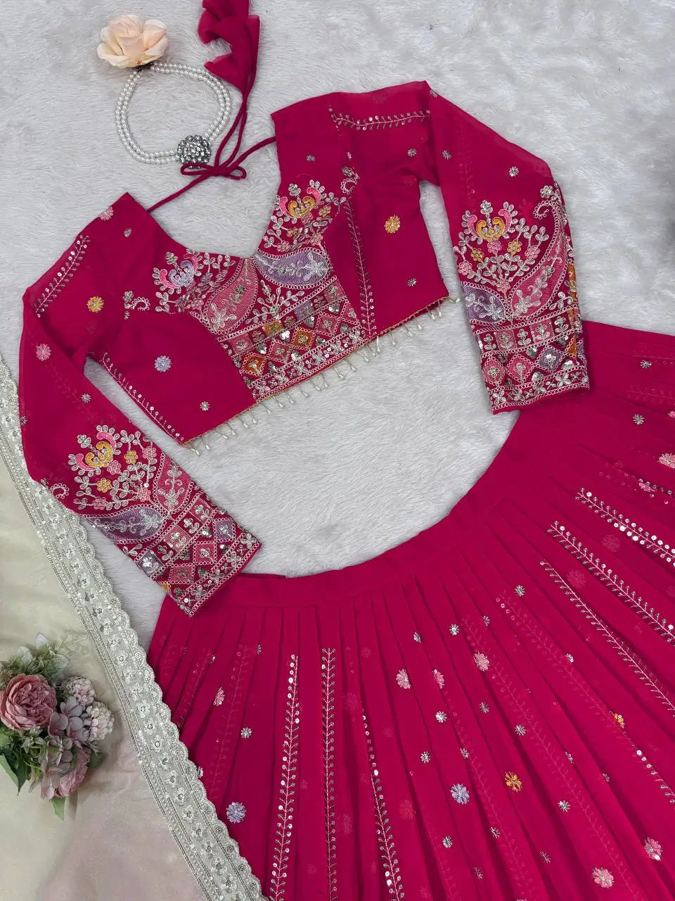 Fox Georgette Embroidered Lehenga Set with Dupatta
