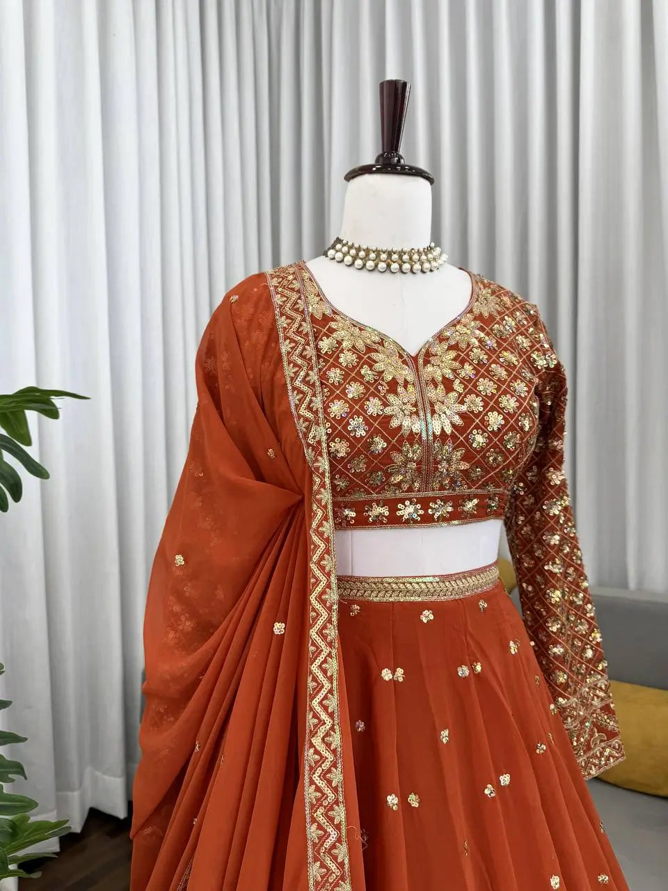 Fox Georgette Embroidered Lehenga Set with Dupatta