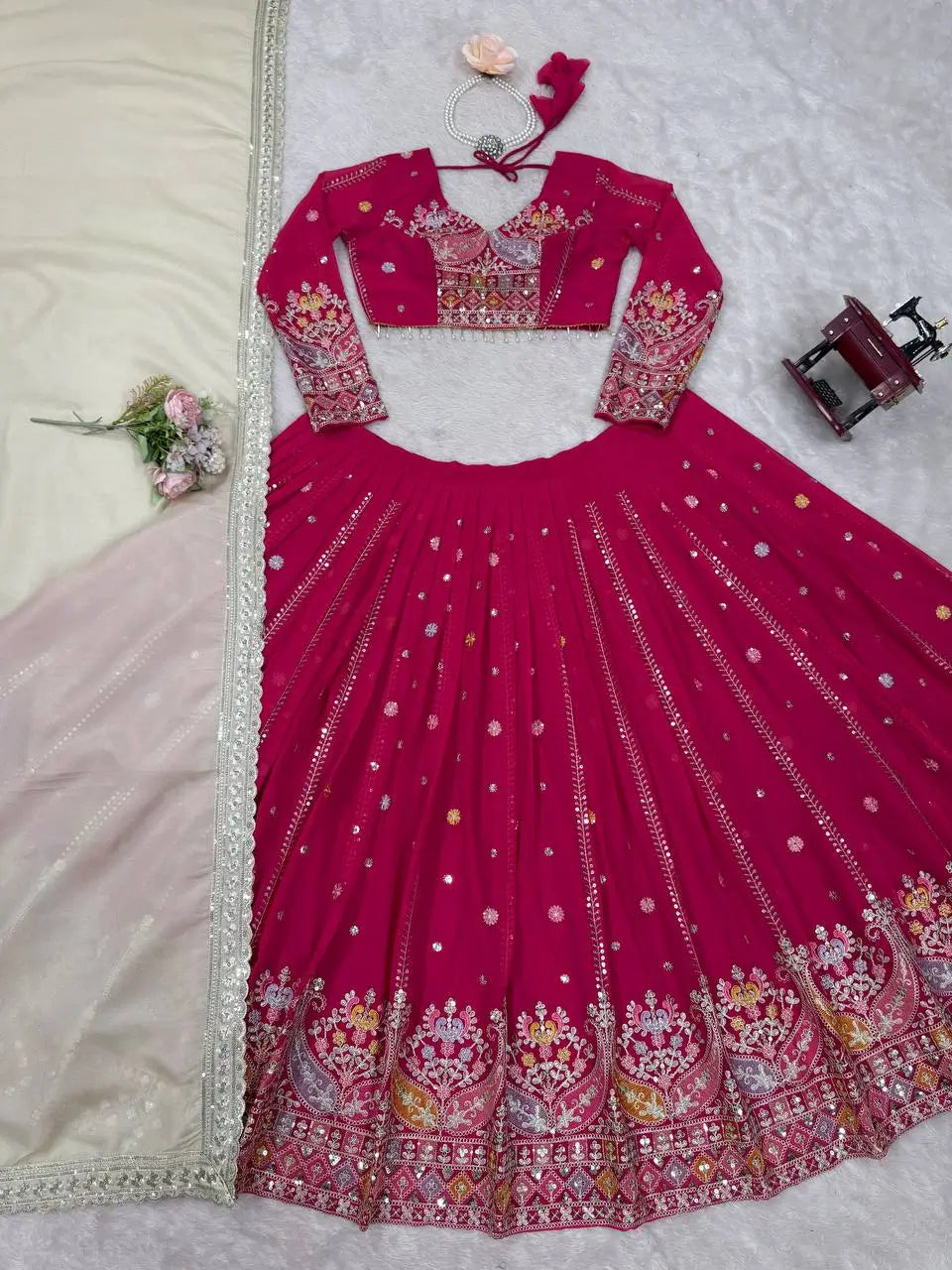 Fox Georgette Embroidered Lehenga Set with Dupatta