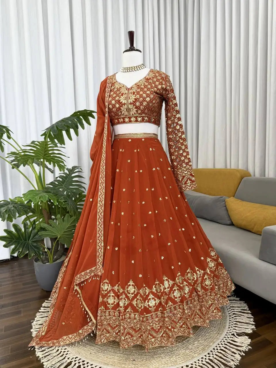 Fox Georgette Embroidered Lehenga Set with Dupatta