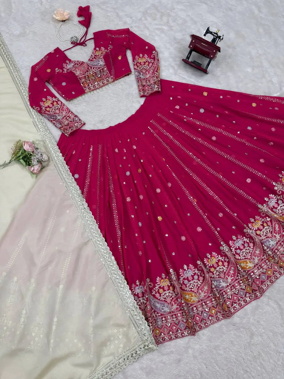 Fox Georgette Embroidered Lehenga Set with Dupatta