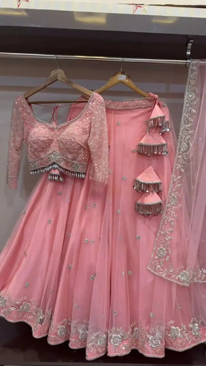Fox Georgette Embroidered Lehenga Set with Net Dupatta