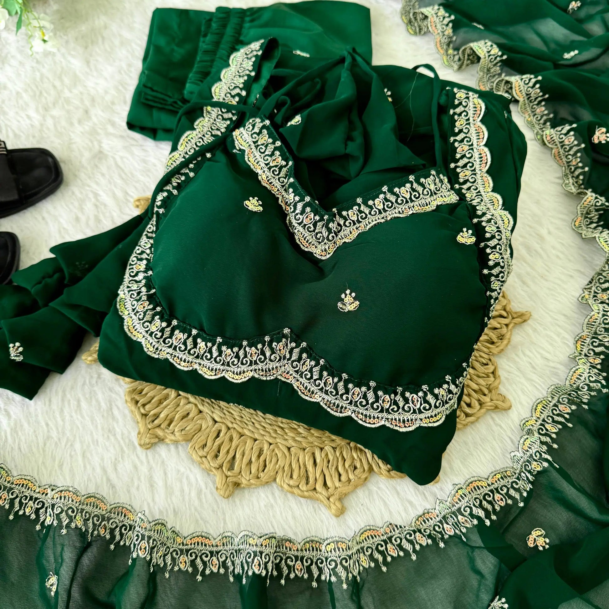 Fox Georgette Embroidered Umbrella Gown Set