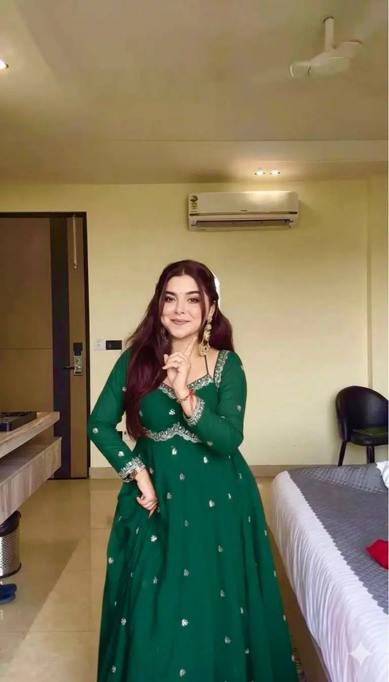 Fox Georgette Embroidered Umbrella Gown Set